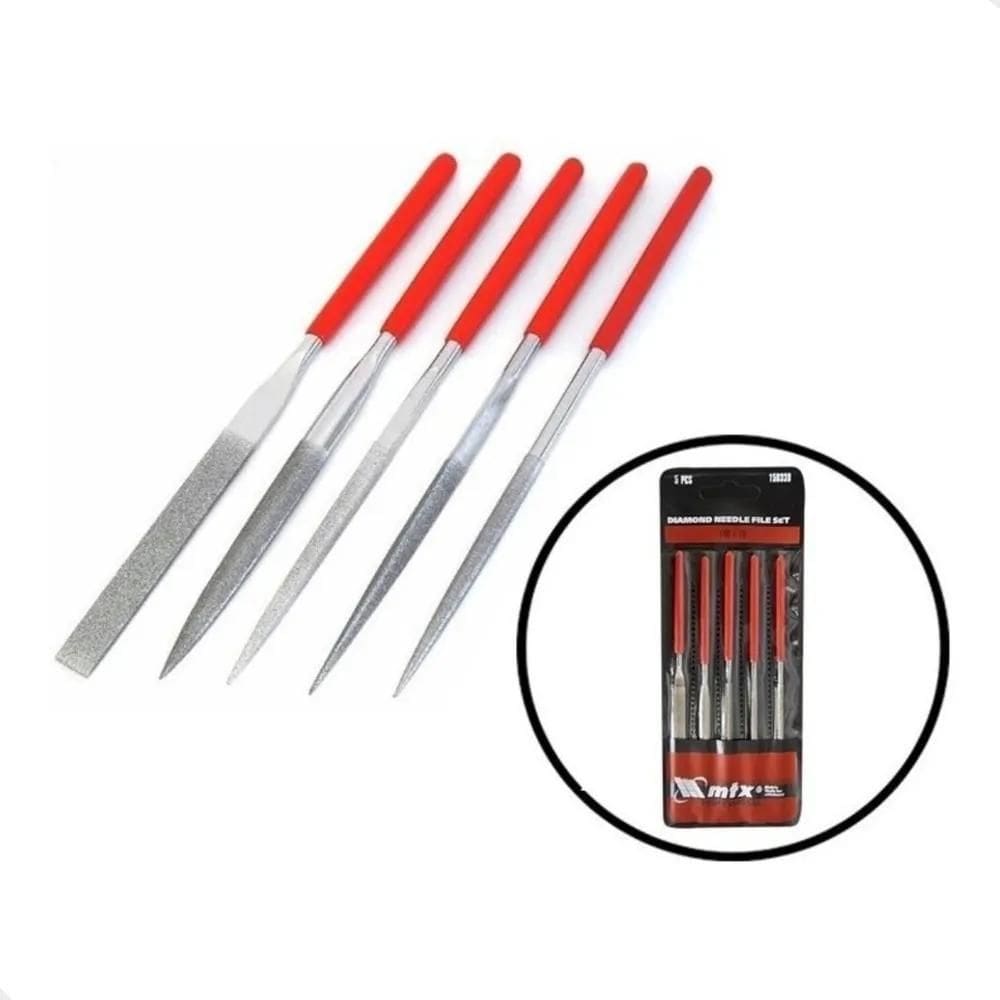 10X Jogo Limas Agulha Diamantadas 140X70X3Mm 5 Peças Mtx