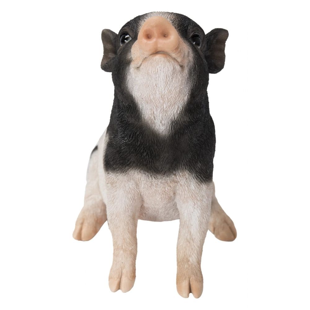 Estatueta Hi-Line Gift Ltd Baby Pig Sentado Preto Branco