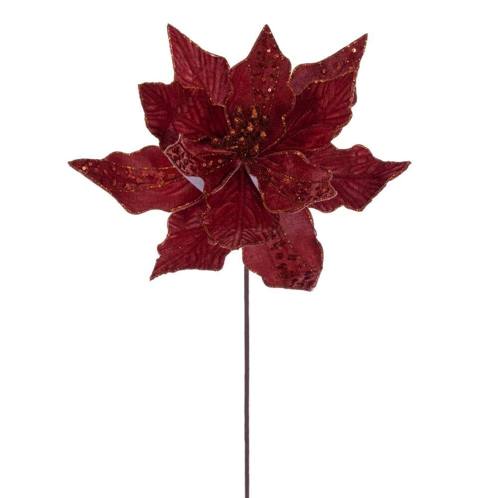 Planta artificial Vickerman Burnish Orange Velvet Poinsettia 25 cm