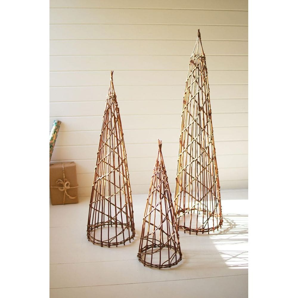 Conjunto de 3 Árboles de Navidad Artificiales KALALOU de Ramas Apilables