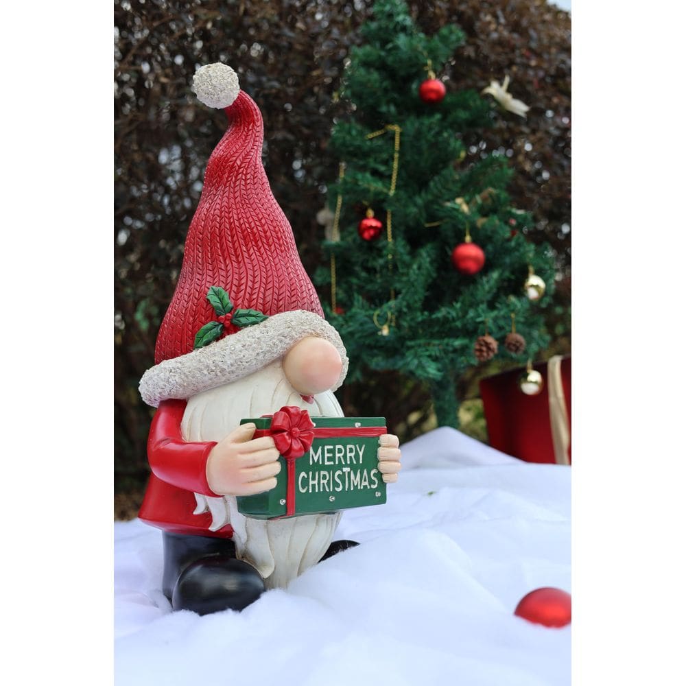 Escultura de Santa Claus de Navidad Hi-Line Gift con Luz LED a Batería para Interior