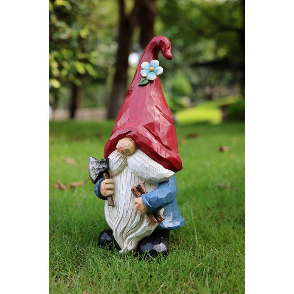 Estátua esculpida em gnomo de jardim Hi-Line Gift Ltd. 36 cm