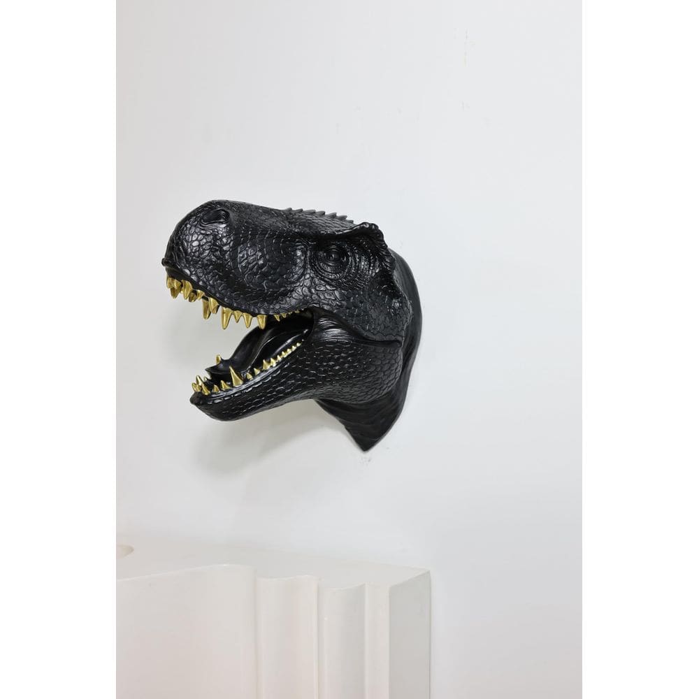 Suporte de parede para escultura de cabeça de dinossauro Hi-Line Gift Ltd preto