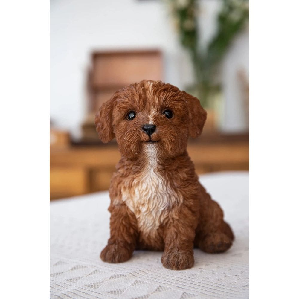 Estatueta Hi-Line Gift Ltd Baby Cavapoo Chocolate Polyresin