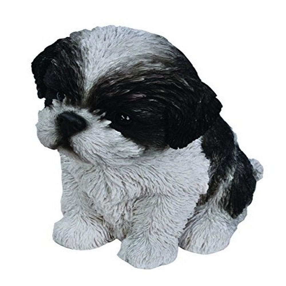 Estatueta Hi-Line Sitting Shih Tzu Puppy preta branca