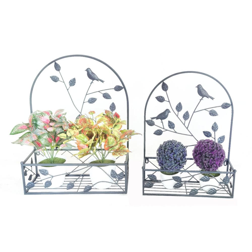 Conjunto de suportes para plantas suspensos em metal Hi-Line Gift Ltd Grey, 2 unidades