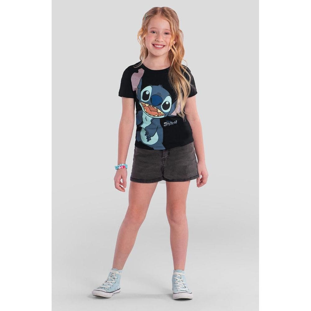 Blusa infantil menina brilhante do Stitch Brandili