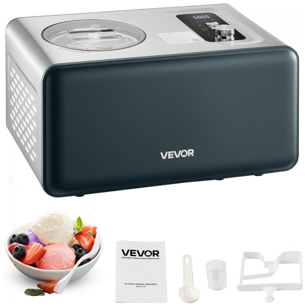 Máquina de Sorvete Automática VEVOR com Compressor Integrado de 1,5 Litros, Geladeira sem Pré-Congelamento, Sorvete Elétrico
