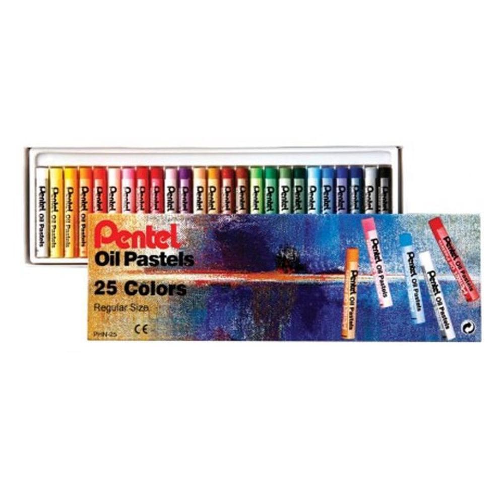 Giz pastel oleoso PHN 25 com 25 cores Pentel
