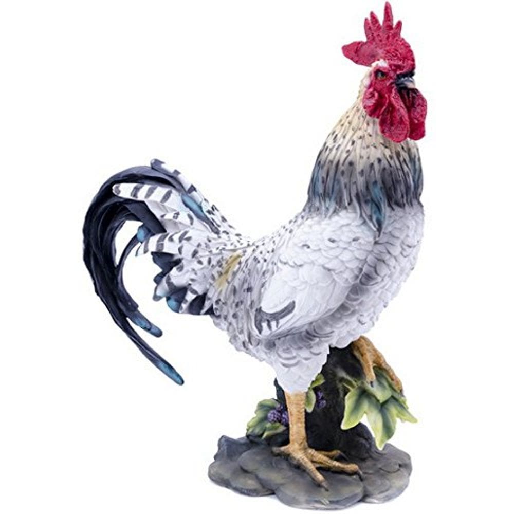 Estatueta de galo em preto e branco da Hi-Line Gift Ltd