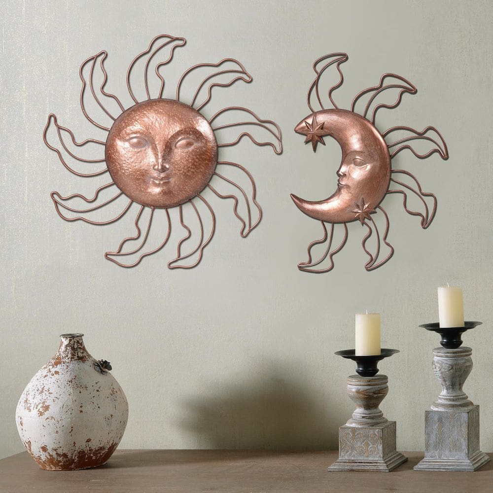Conjunto de 2 peças de resina solar e lunar Wall Art Hi-Line Gift Ltd.