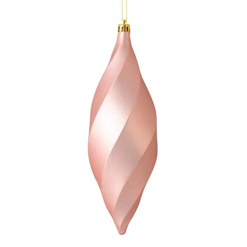 Enfeite suspenso Vickerman 8” Rose Gold Matte Swirl, pacote com 6