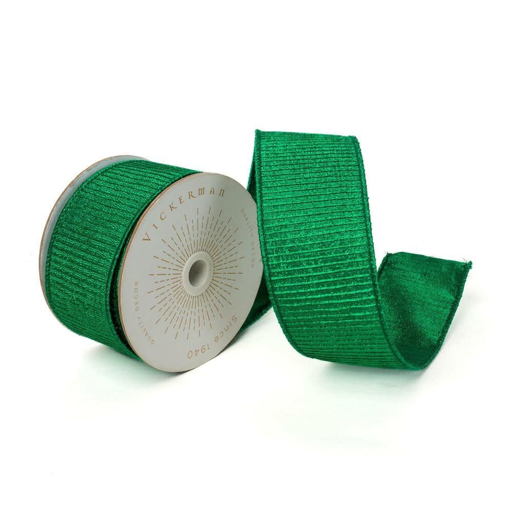 Fita decorativa Vickerman 10m Esmeralda Metálica 10cm