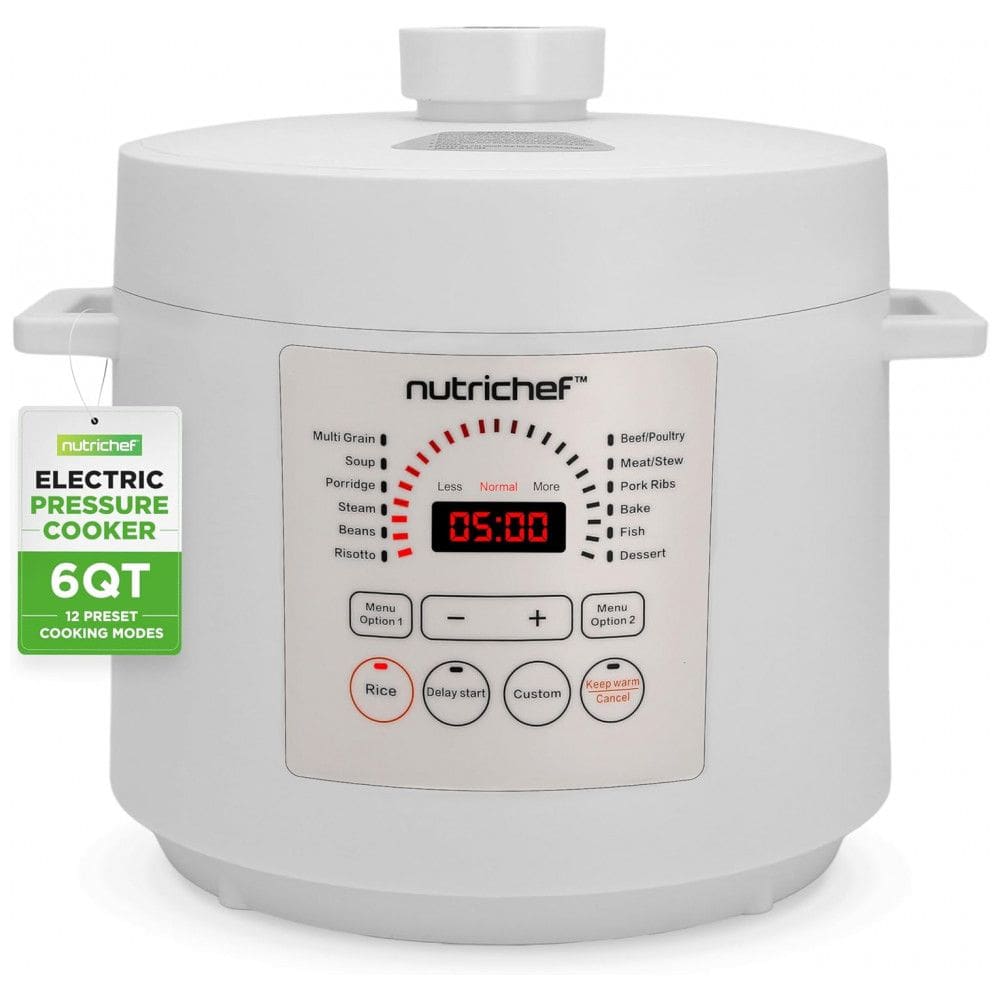 Panela de Pressão Elétrica NutriChef com Capacidade de 5,7 litros e 9 Funções Digitais Cooker de Bancada Ajuste de Tempo e Temperatura