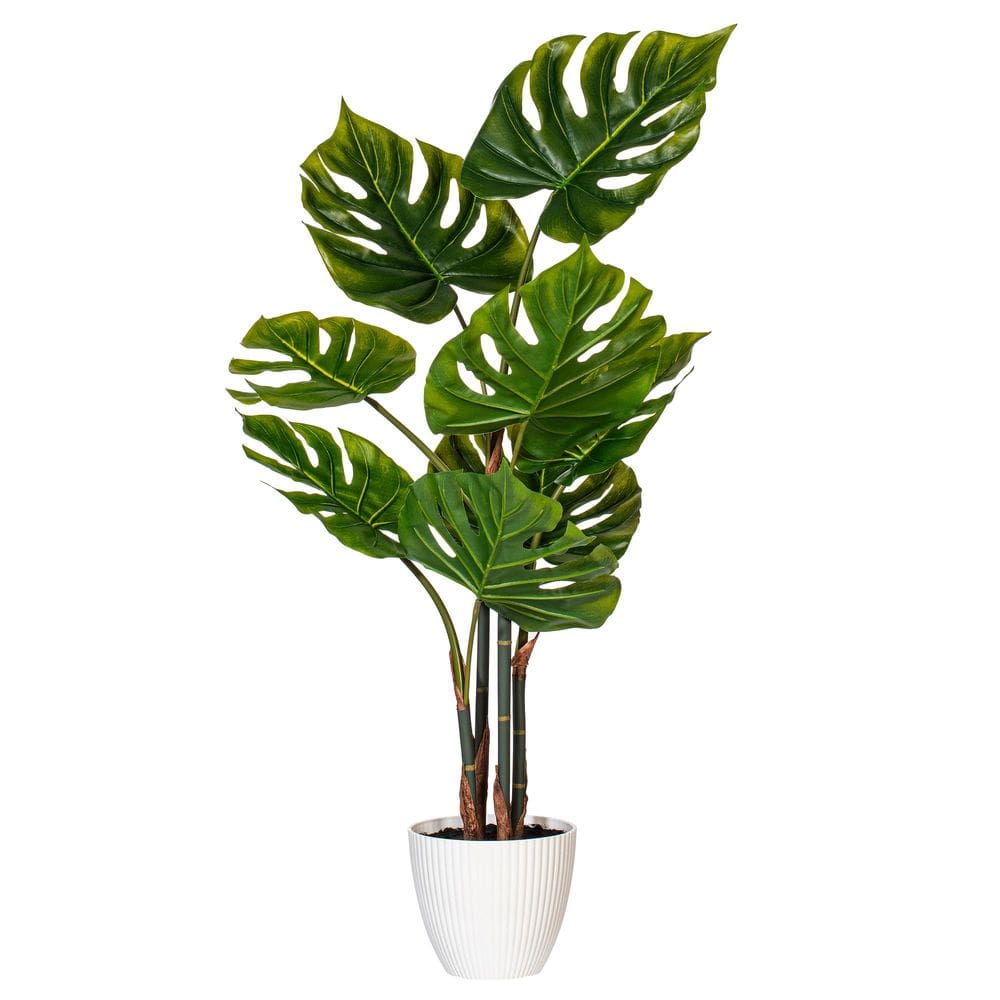 Vaso branco Monstera verde para plantas artificiais Vickerman 94 cm