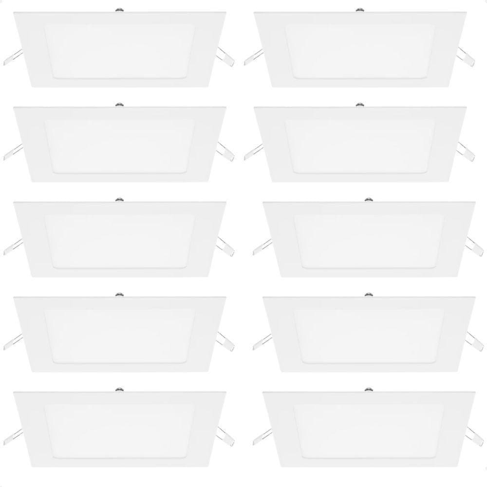 Kit 10 Painel De Led Quadrado Embutir 12w Bivolt Taschibra 6500k Frio