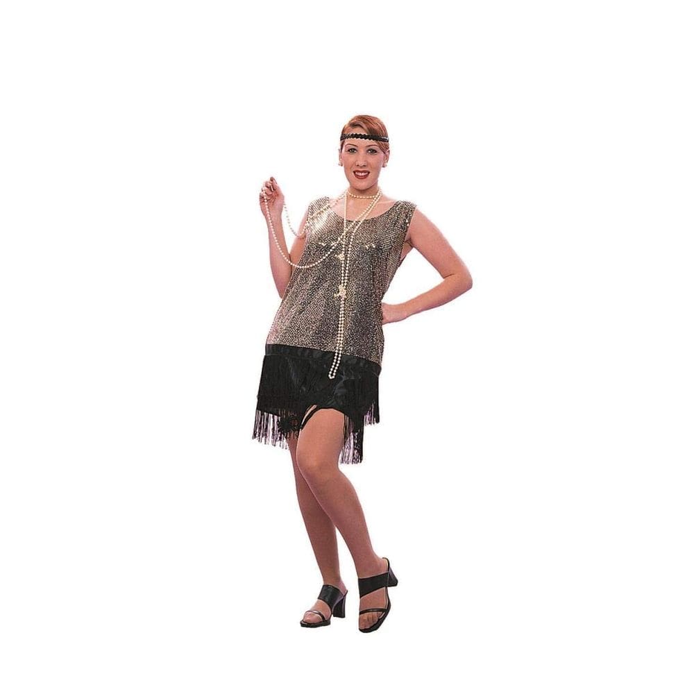 Traje adulto RG Costume Sequin Flapper Black XL