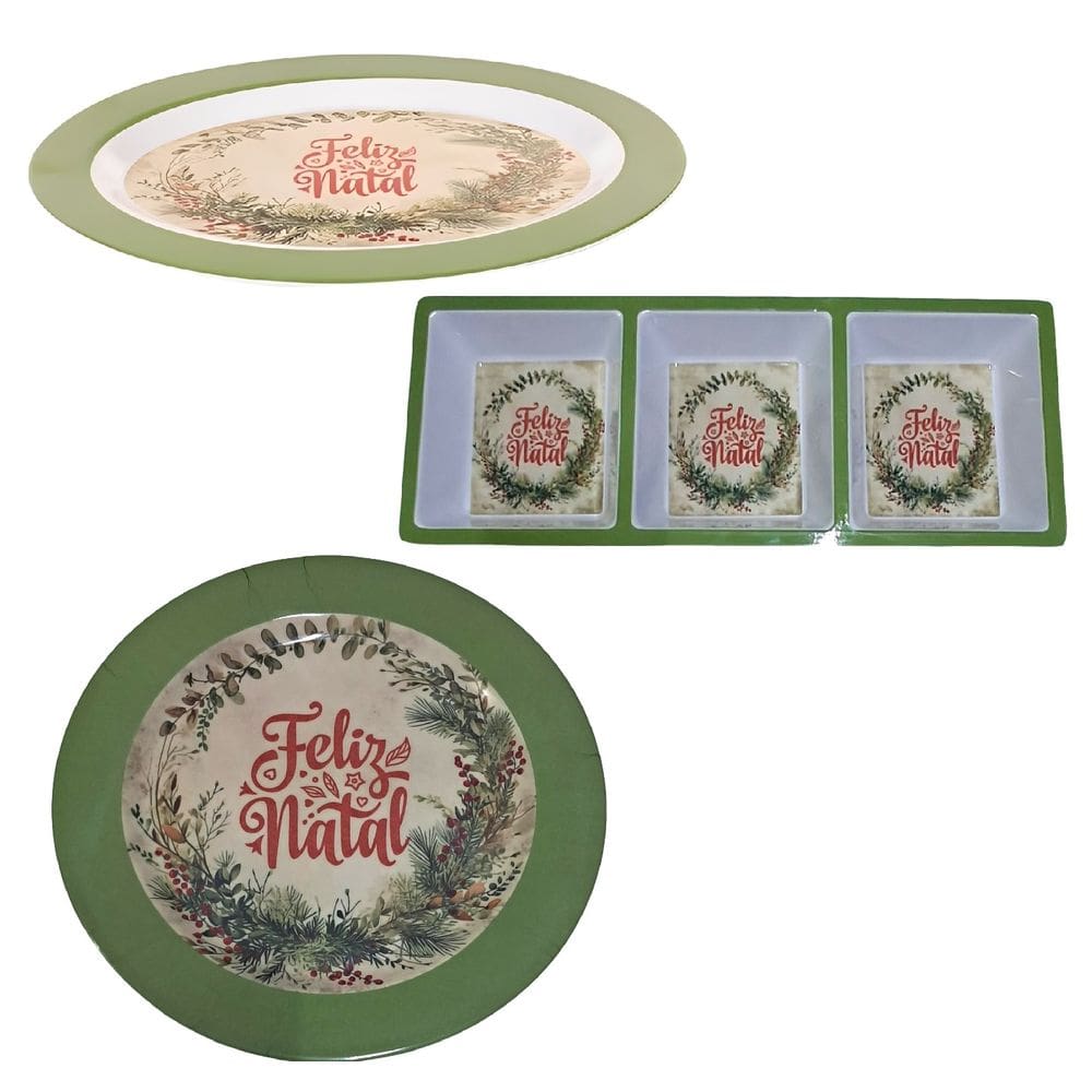 Kit 3 Petisqueiras Natalina Decorativa Em Melamina