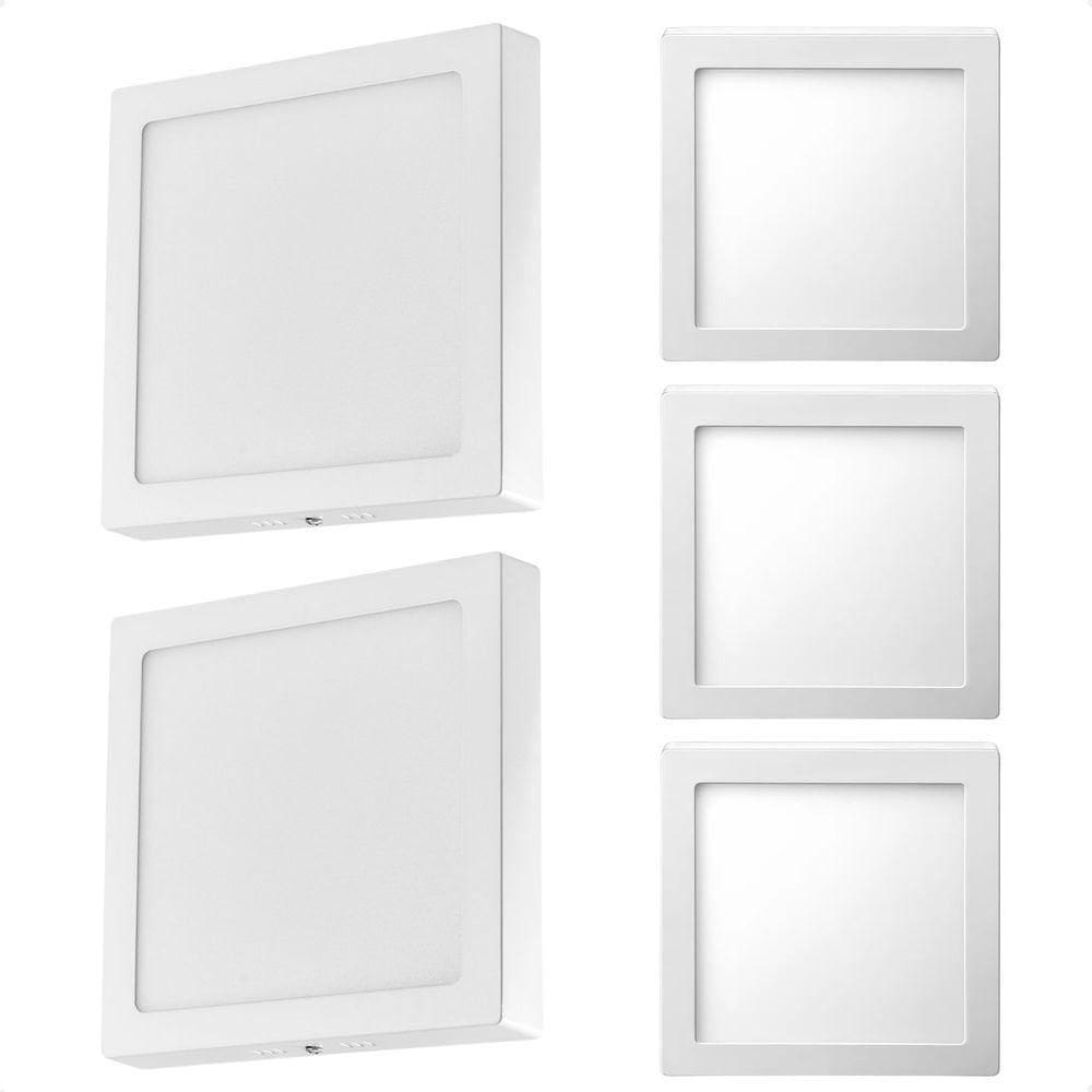 Kit 5 Painel De Led Quadrado Sobrepor 12w Bivolt Taschibra 3000k Quente