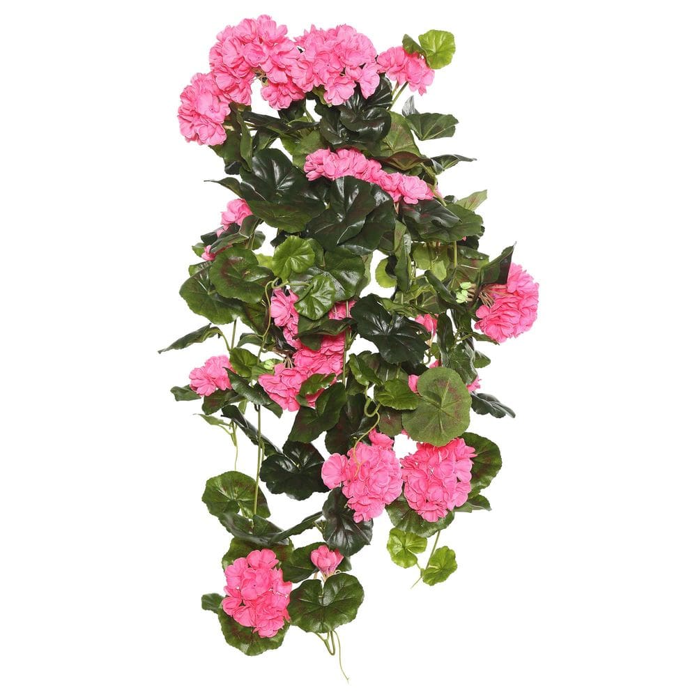 Arbusto suspenso artificial Vickerman Pink Geranium 29 cm de comprimento