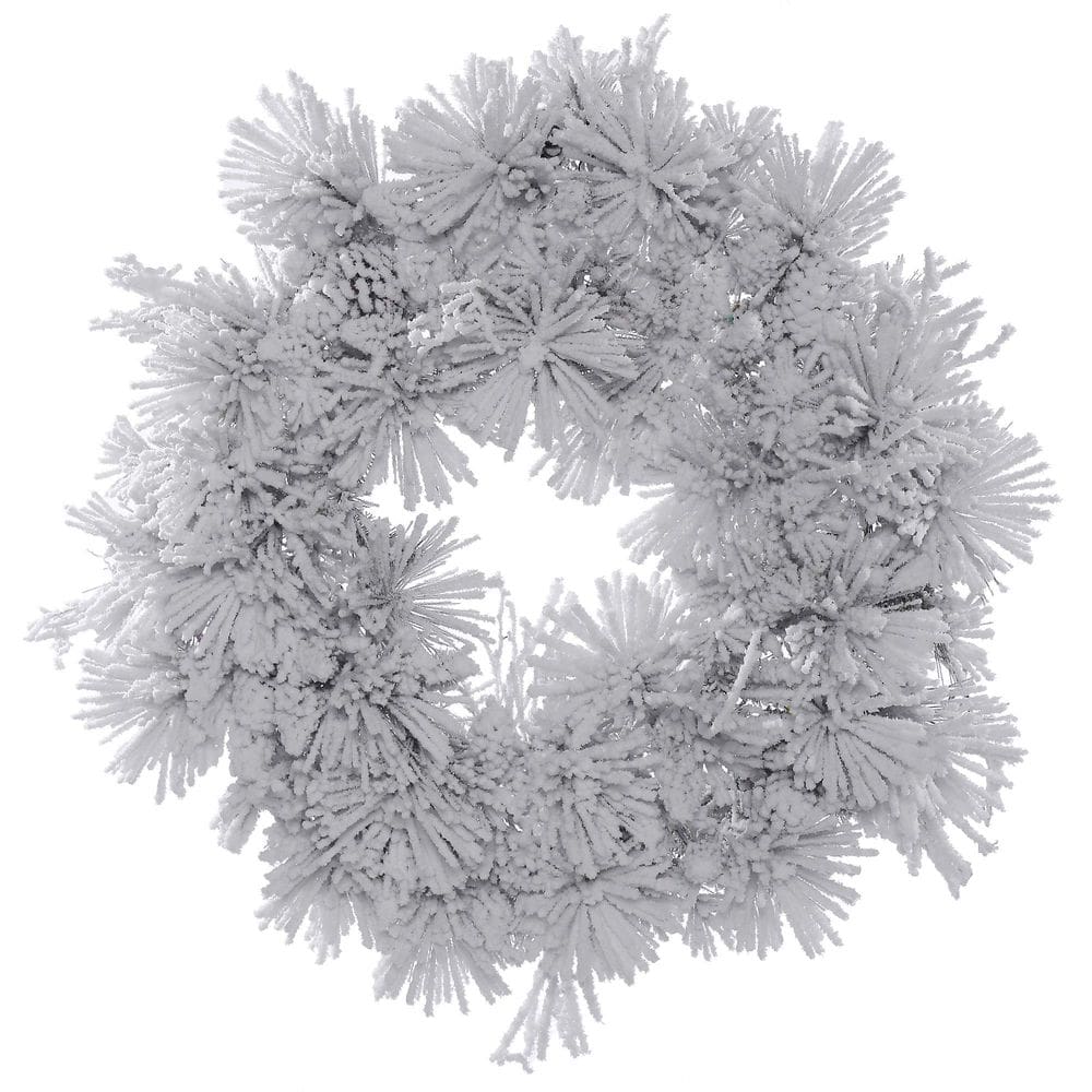 Coroa de flores Vickerman 76 cm flocada Alberta Artificial Snowy