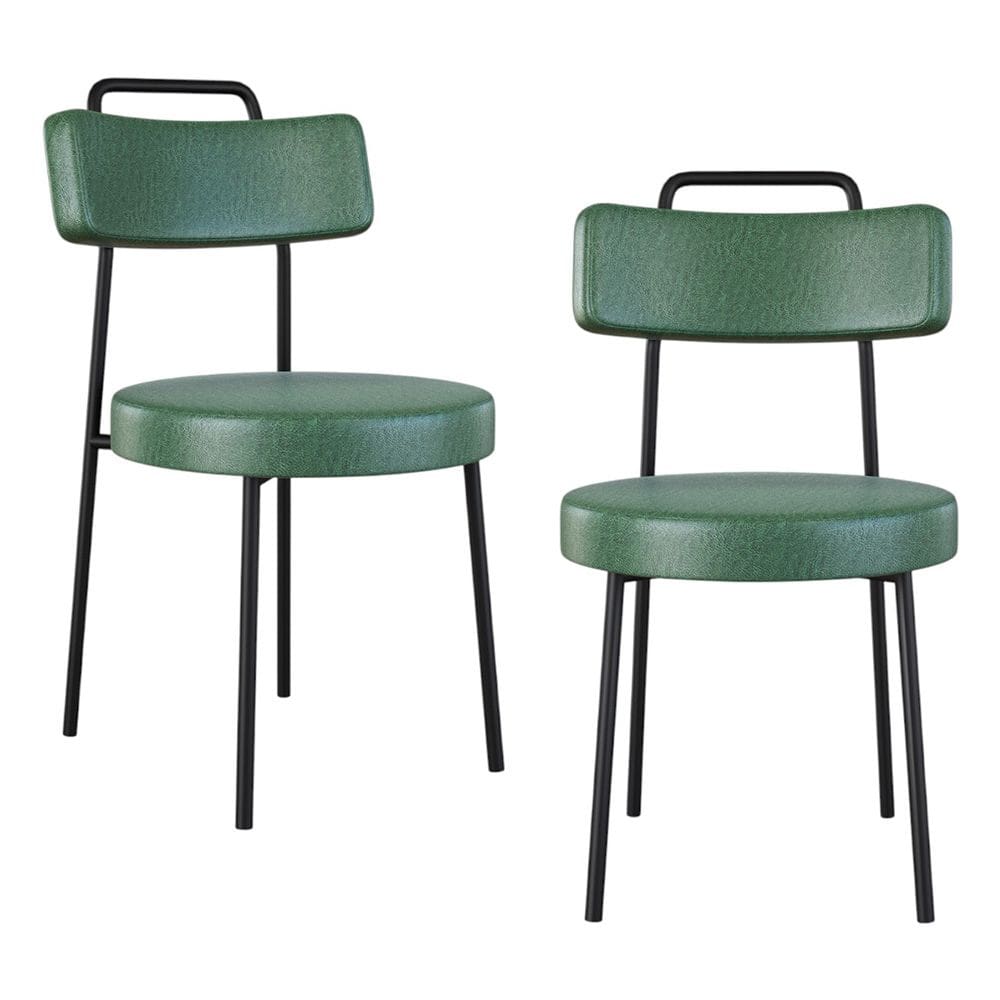 Kit 02 Cadeiras Sala de Jantar Kobe Estofada com Encosto Couríssimo Verde - Abmaza