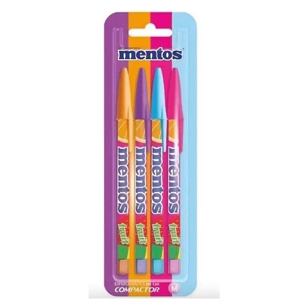 Caneta esferográfica Jet Lux Mentos com 4 unidades Compactor