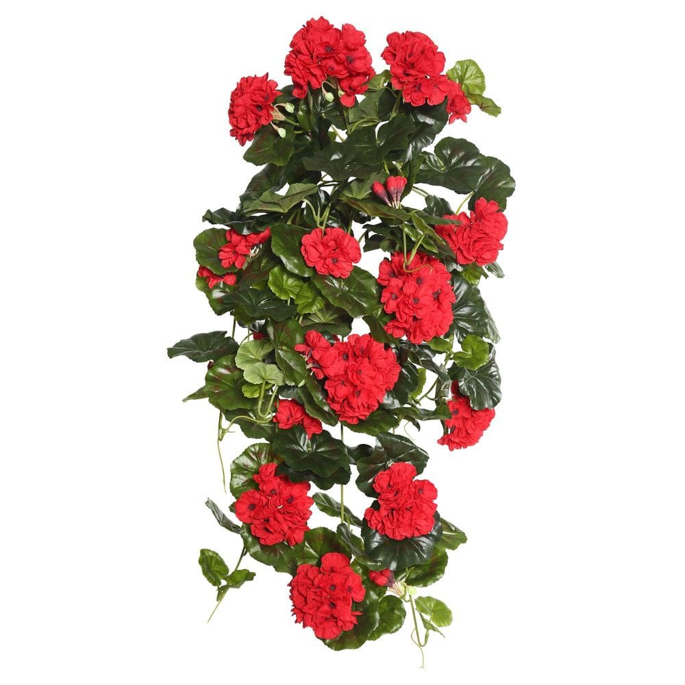Planta artificial Vickerman Red Geranium Hanging Bush 74cm