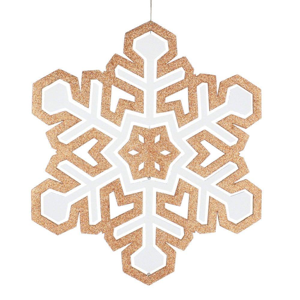 Enfeite suspenso Vickerman 63 cm, ouro rosa, branco, floco de neve