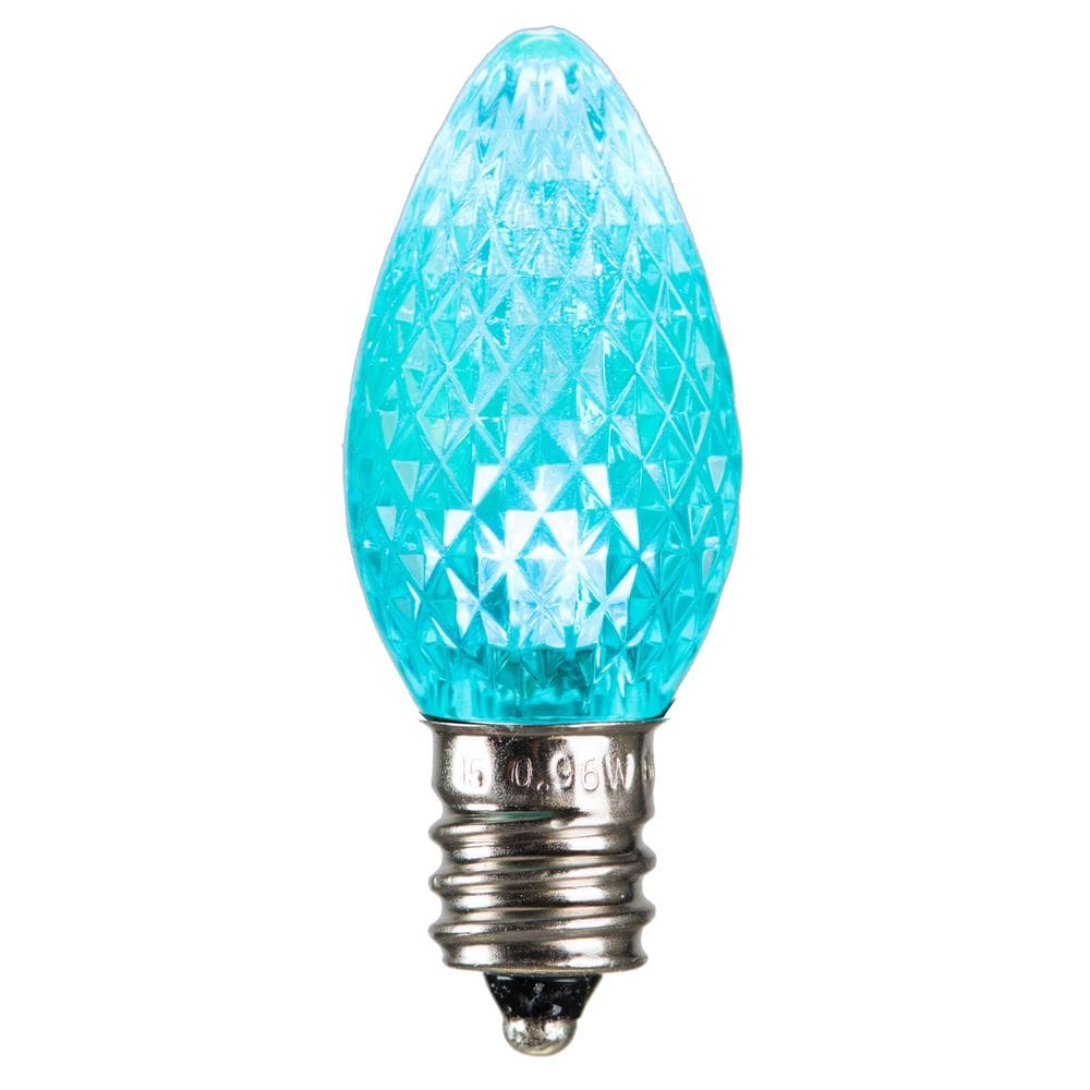 Lâmpada Vickerman C7 LED azul-petróleo facetada, pacote com 25 unidades de 120 V