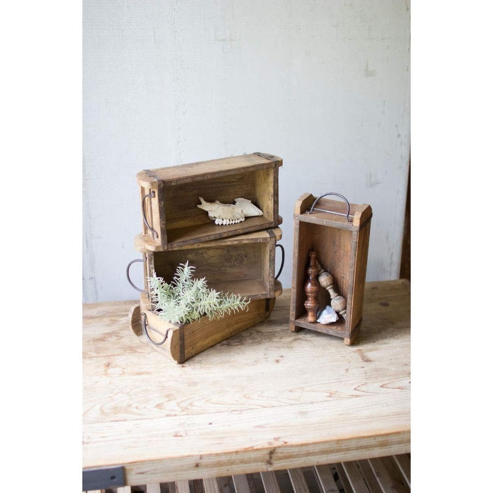 Molde de Ladrillos de Madera KALALOU 33x15x9 cm con Asas de Hierro