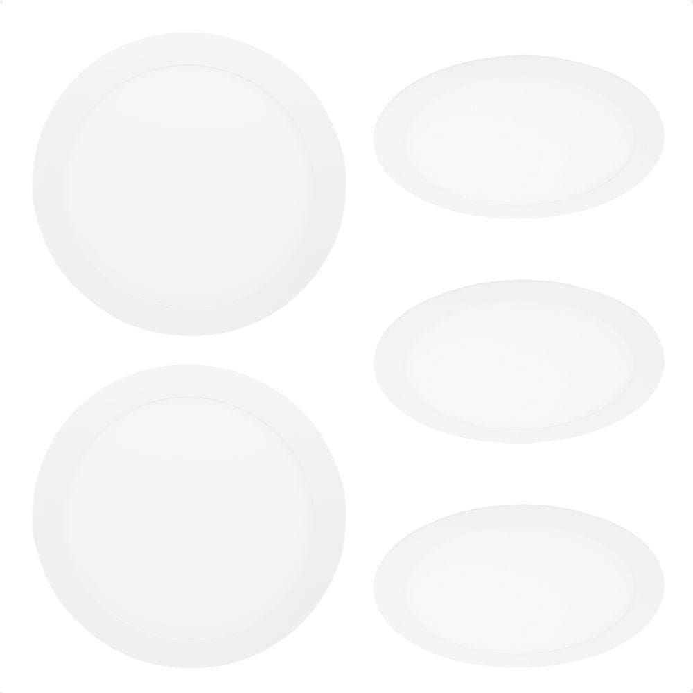 Kit 5 Painel De Led Redondo Embutir 12w Bivolt Taschibra 6500k Frio