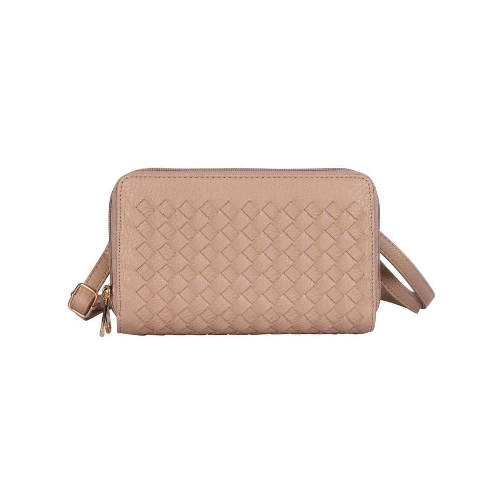 Bolsa Karla Hanson Ellen Woven Crossbody Phone Wallet Taupe