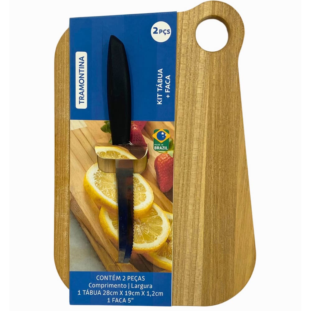 Kit Tabua De Cozinha Tramontina Faca Plenus 5 Pol Legumes Preta