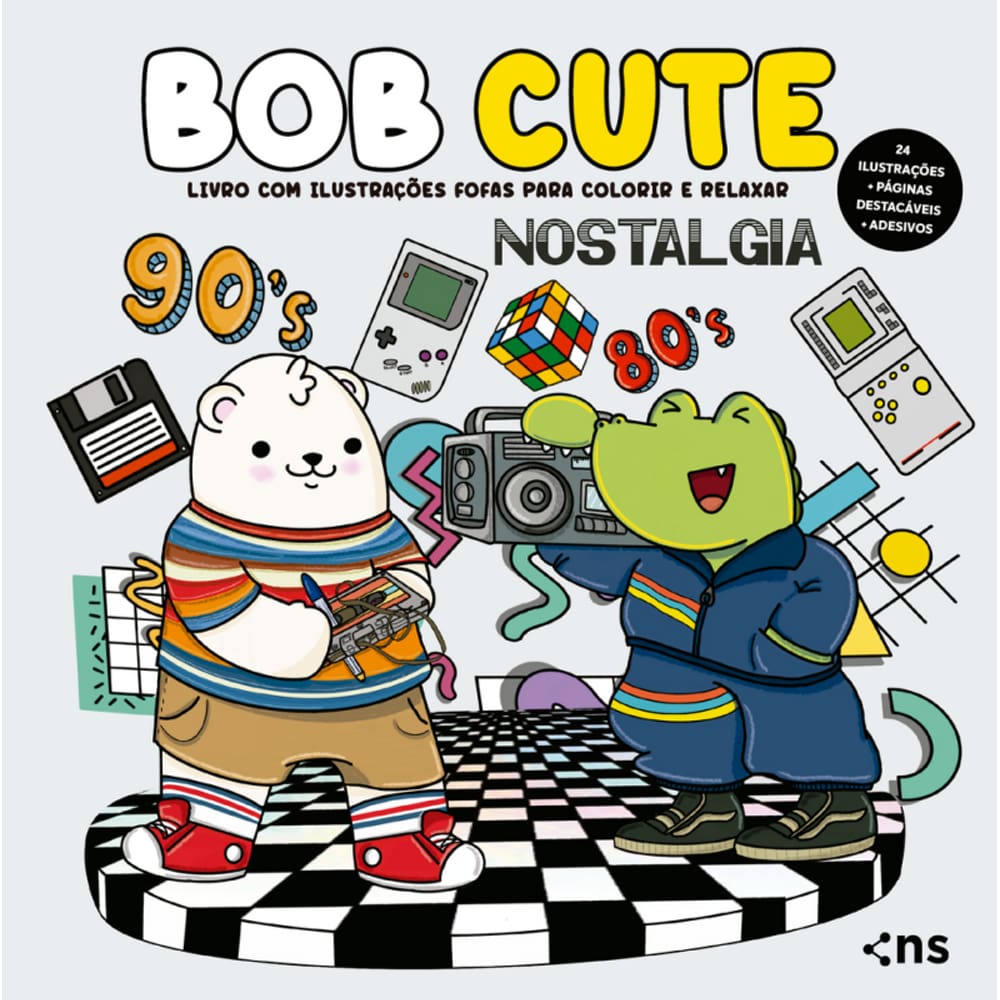 BOB CUTE – NOSTALGIA: Livro com ilustrações fofas para colorir e relaxar