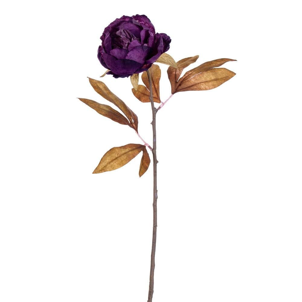 Haste artificial de peônia roxa escura, 53 cm, pacote com 6 unidades, Vickerman
