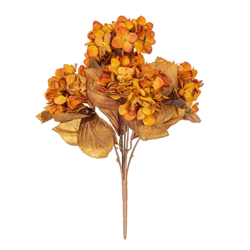 Arbusto de hortênsia artificial de 42 cm amarelo/marrom Vickerman, pacote com 2