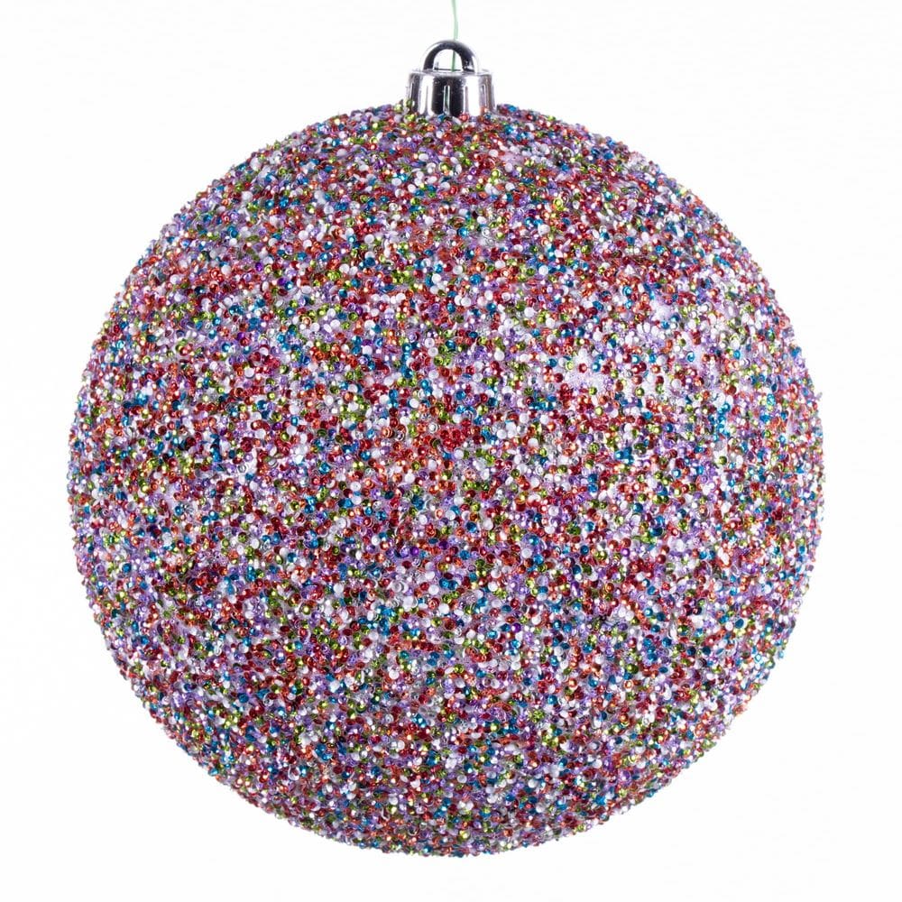 Enfeite suspenso Vickerman, bola de miçangas multicolorida de 15 cm, pacote com 4
