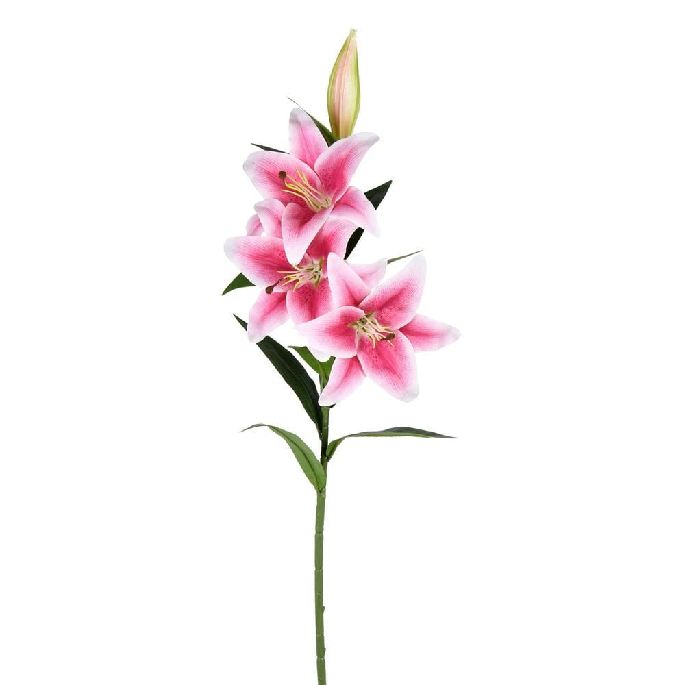 Spray de lírio artificial Vickerman 91 cm rosa com 3 flores, pacote com 2