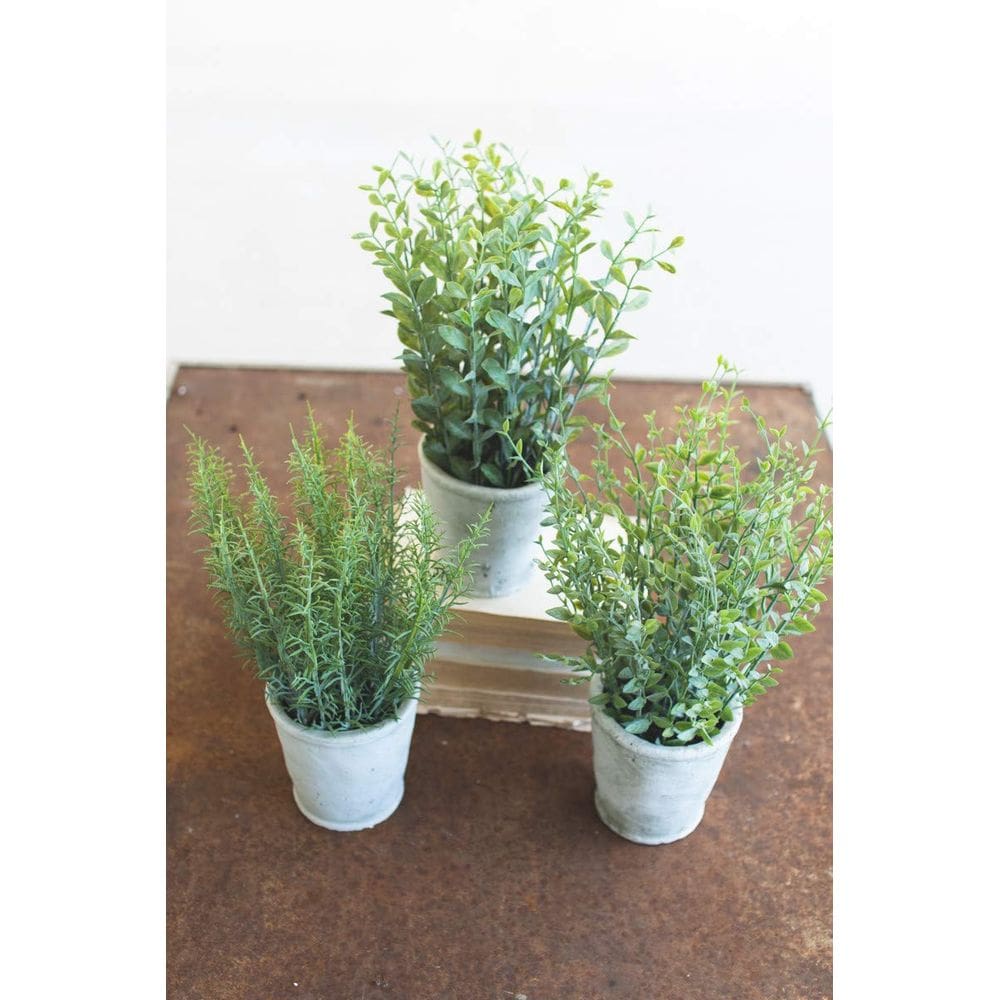 Planta artificial Kalalou CNL1183 Conjunto de 3 ervas 33 cm