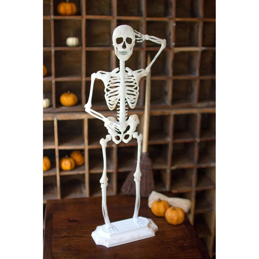 Suporte de itens KALALOU Rustic White Metal Skeleton 23x10x61 cm