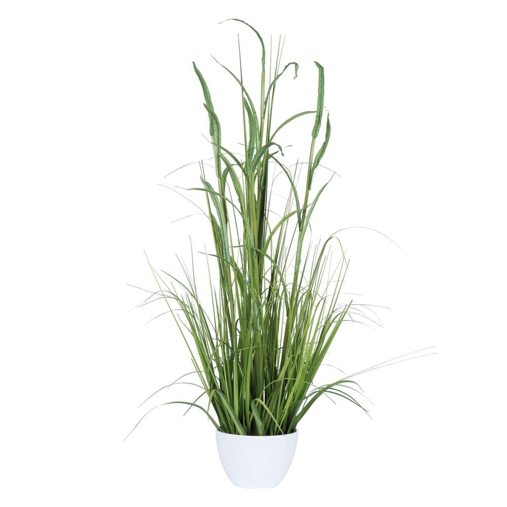 Planta artificial Vickerman Bamboo Grass 104cm com vaso branco