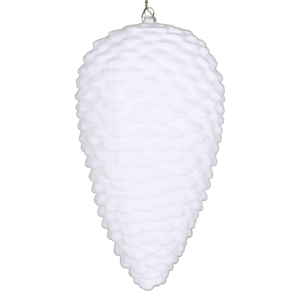 Ornamento suspenso Vickerman 25 cm de pinha branca flocada