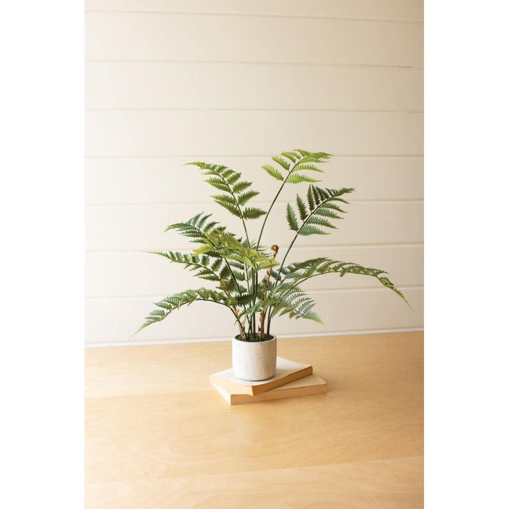 Samambaia artificial KALALOU CYF1357 Vaso de cimento verde 33x70x33 cm