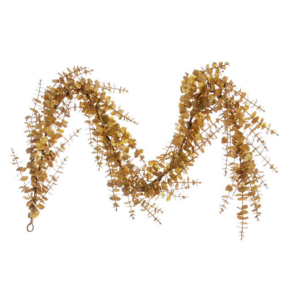 Glitter artificial de eucalipto dourado Garland Vickerman 183 cm