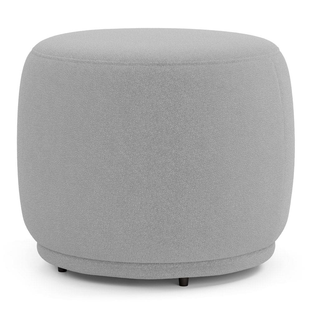 Puff Decorativo Orgânico Living Molly Redondo Bouclê Cinza Claro - Abmaza