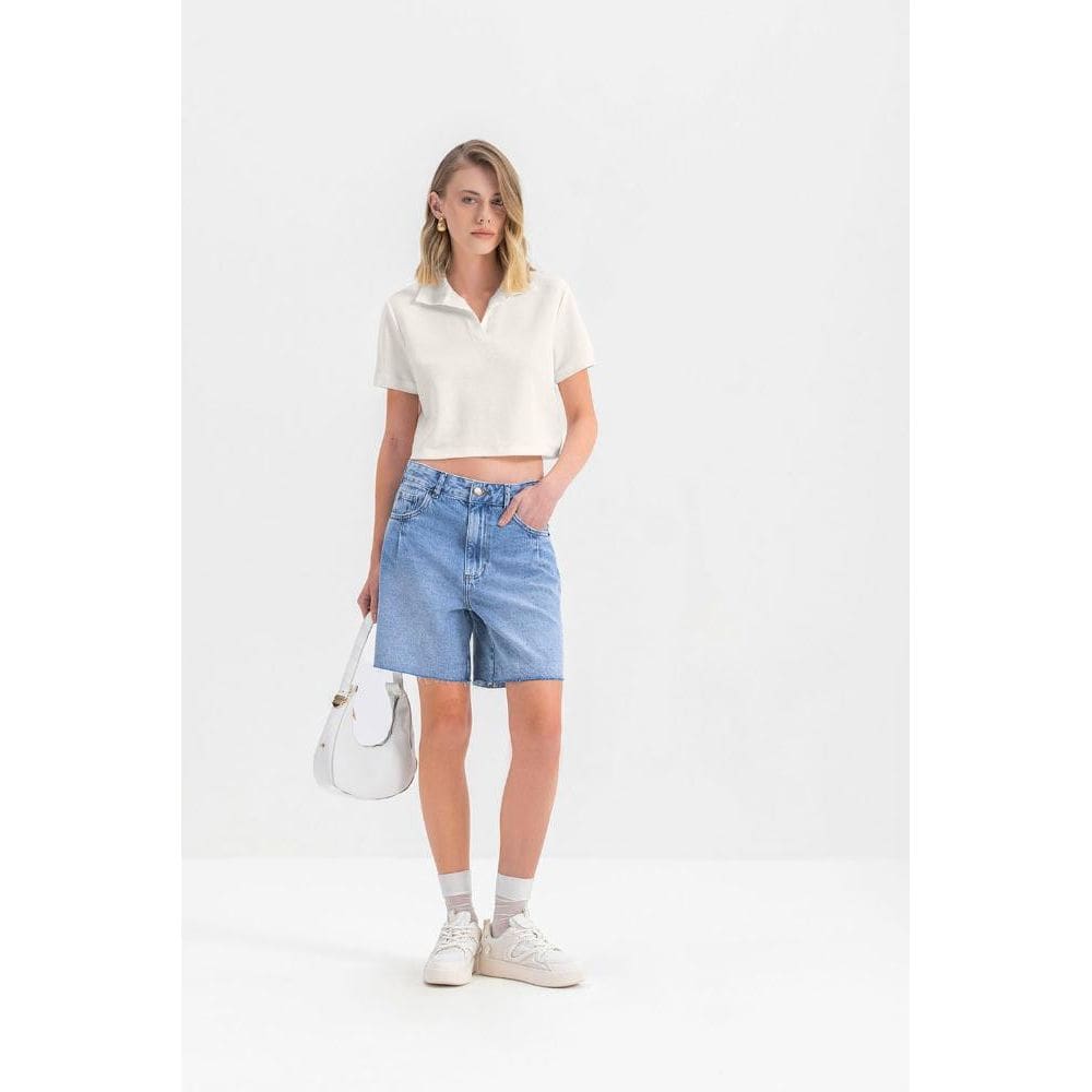 Blusa Cropped Feminina em Moletinho Essendi P