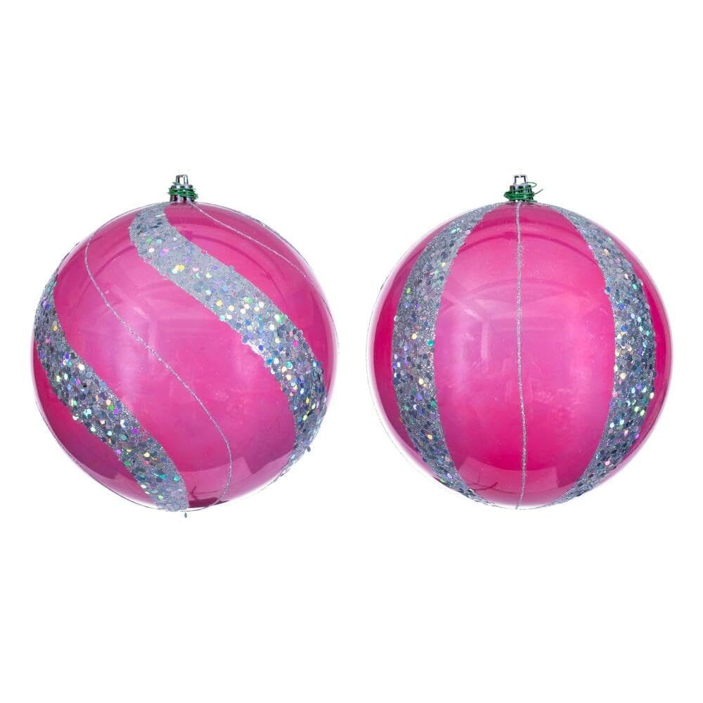 Enfeite suspenso Vickerman, bola de lantejoulas de pérola rosa de 15 cm