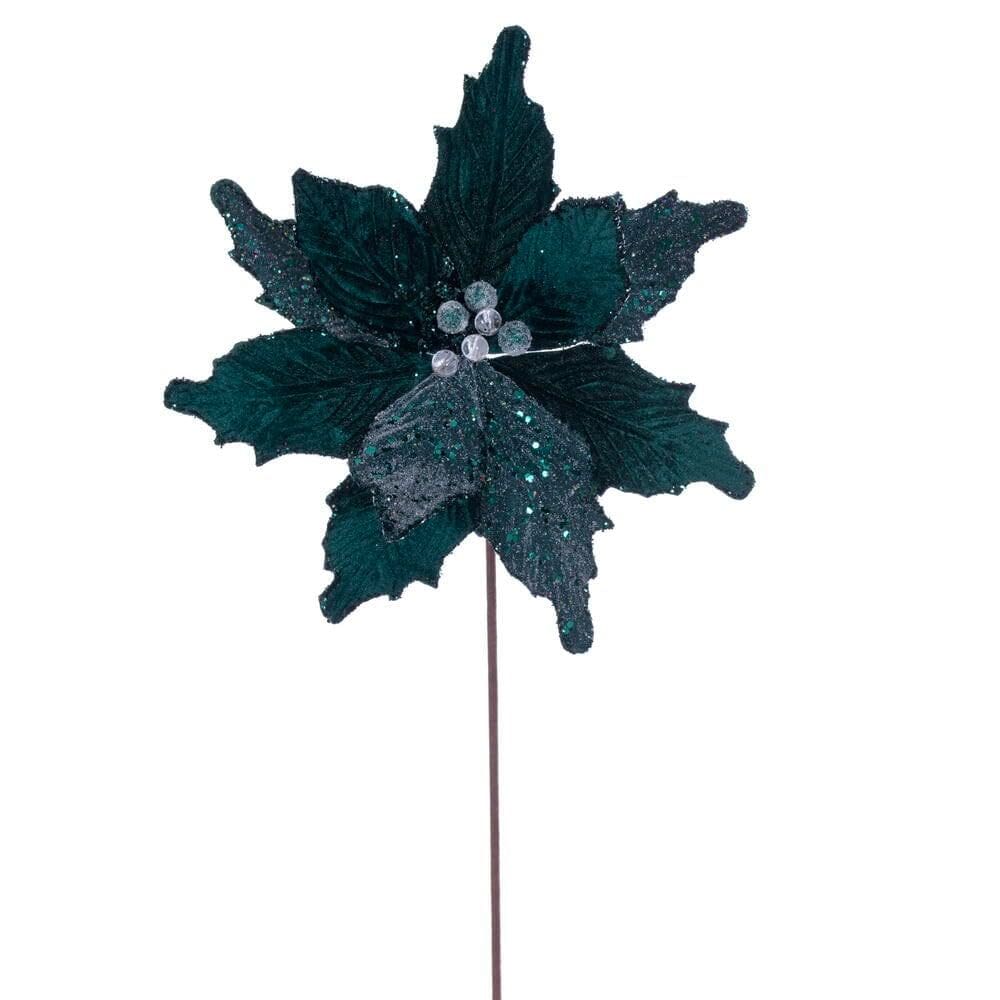 Planta artificial Vickerman Velvet Sugar Poinsettia Stem 29x50cm
