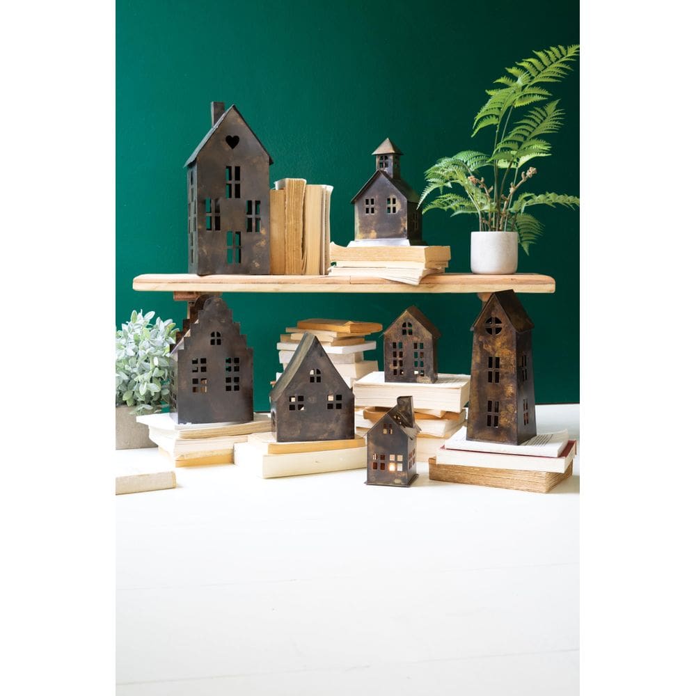 Conjunto decorativo Kalalou NDE1516 Antique Brown Metal Village